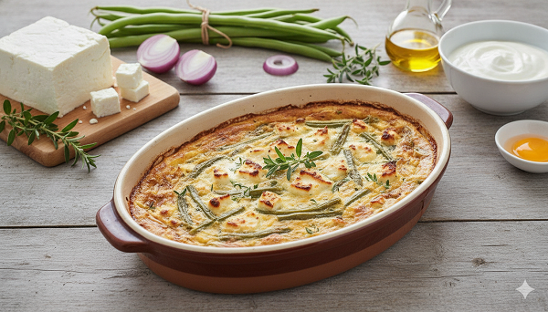 Bohnengratin mit Schafskäse